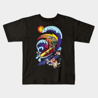 Surfer Skeleton Surfing Surf Beach Ocean Kids T-Shirt